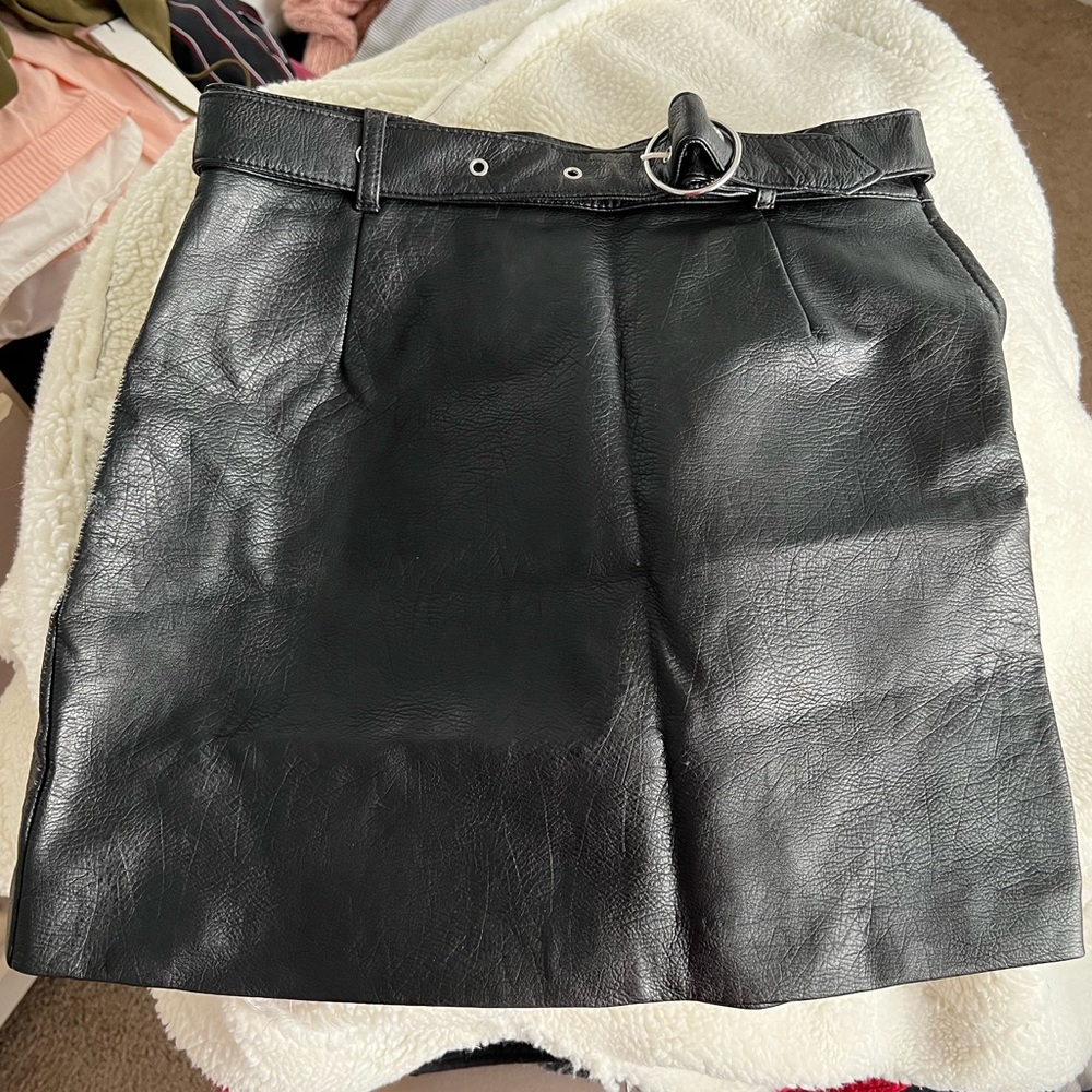 H&M Divided black leather mini skirt
